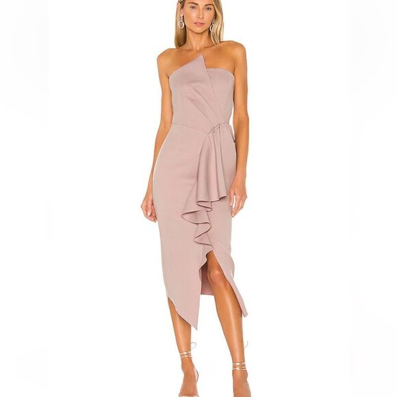 Elliatt Reception Strapless Ruffle Midi Dress in Iris| Size L - Picture 1 of 11